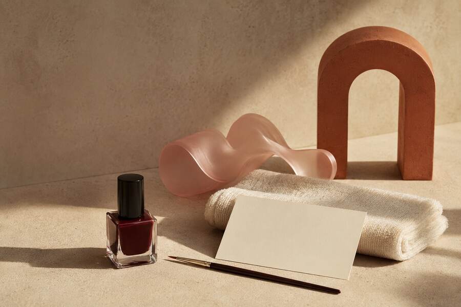 Präsentation von Nagellack und einem Beauty-Set