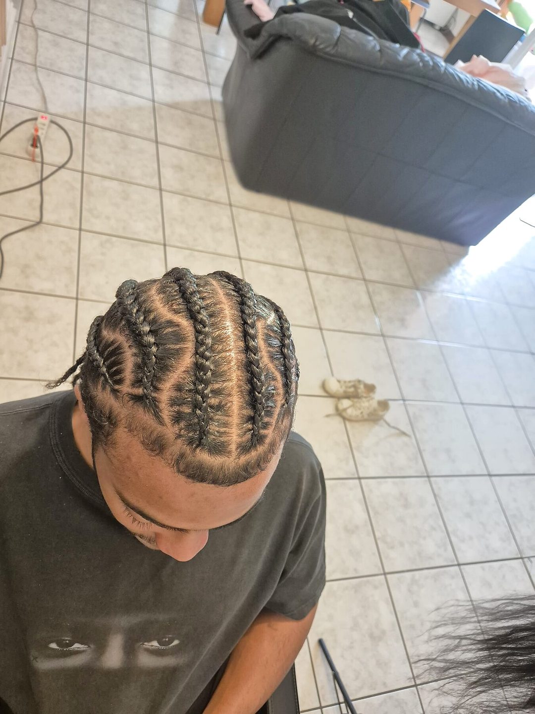 Cornrows in Linien, Draufsicht
